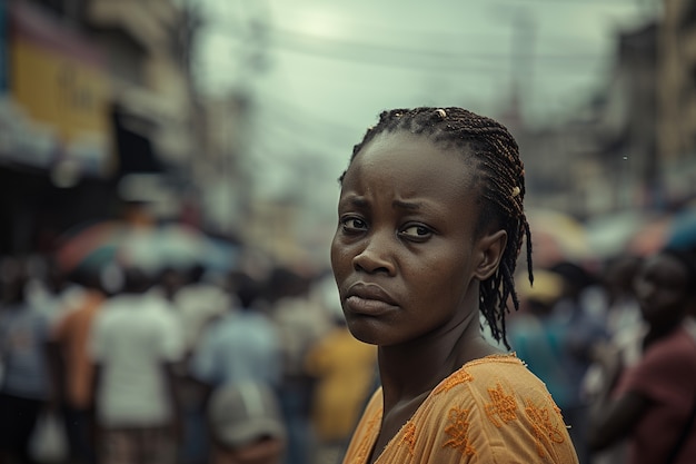 Foto grátis retrato de uma mulher triste e solitária