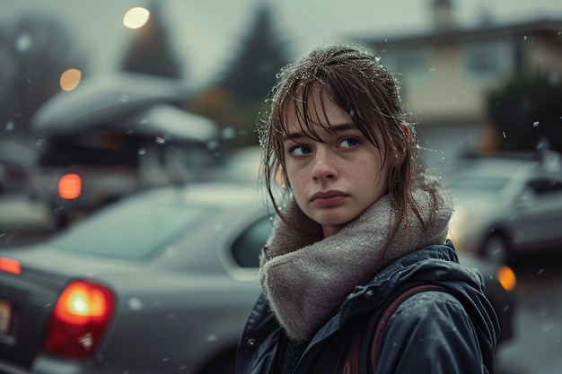 Foto grátis retrato de uma mulher triste e solitária