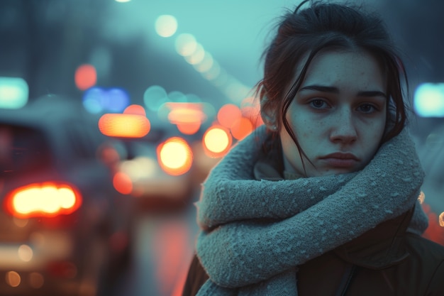 Foto grátis retrato de uma mulher triste e solitária