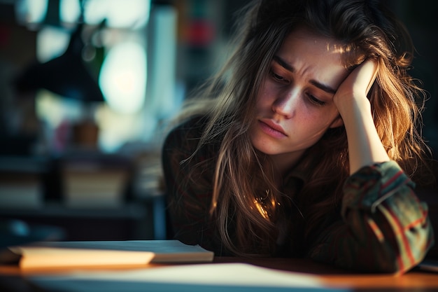 Foto grátis retrato de uma mulher triste e solitária