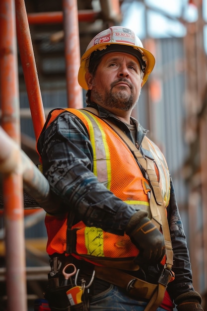 Foto grátis retrato de uma pessoa que trabalha no sector da construção