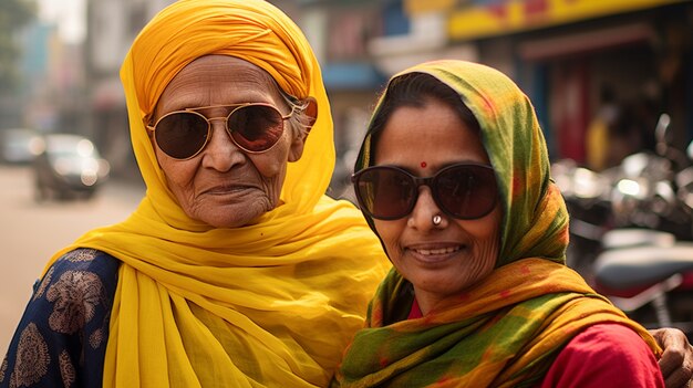Retrato de velhas mulheres indianas