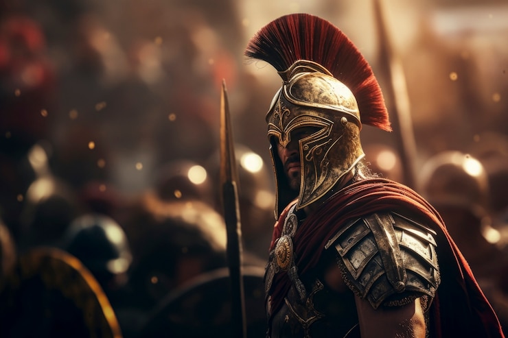 Foto grátis retrato do antigo guerreiro do império romano