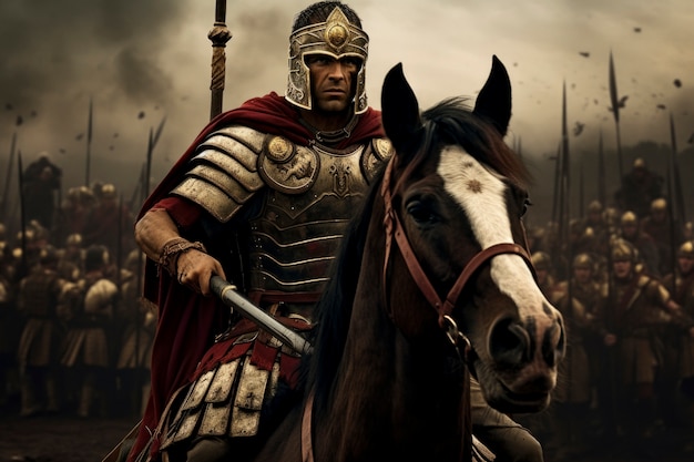 Retrato do antigo guerreiro do Império Romano