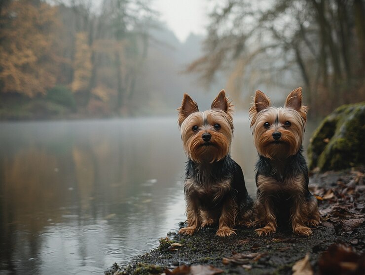 Foto grátis retrato em close-up de cães de yorkshire