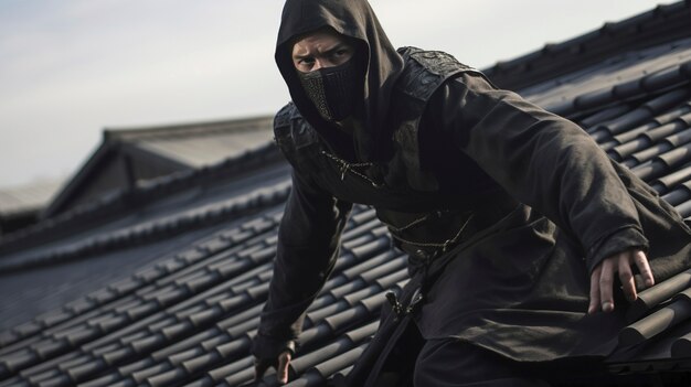 Retrato fotorrealista de um guerreiro ninja