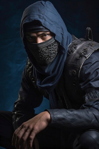 Foto grátis retrato fotorrealista de um guerreiro ninja