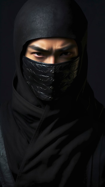 Foto grátis retrato fotorrealista de um guerreiro ninja