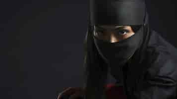 Foto grátis retrato fotorrealista de uma guerreira ninja