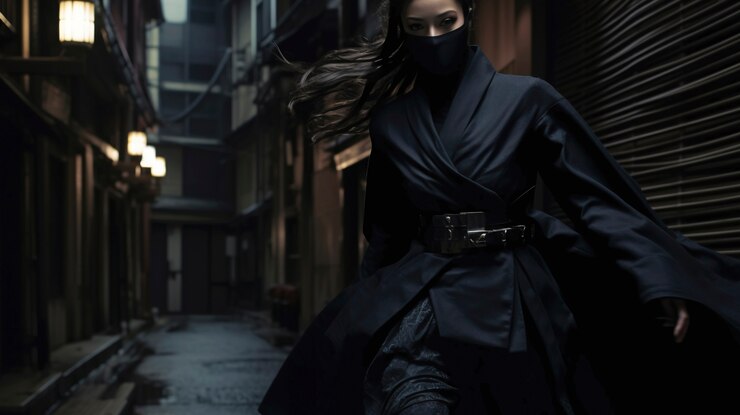 Foto grátis retrato fotorrealista de uma guerreira ninja