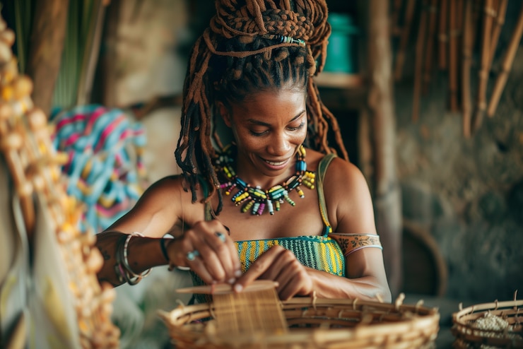 Foto grátis retrato fotorrealista de uma mulher rastafari africana com dreads