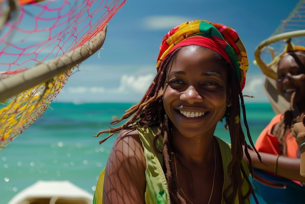Foto grátis retrato fotorrealista de uma mulher rastafari com dreads africanos