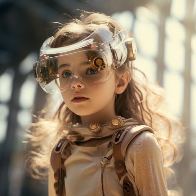 Foto grátis retrato futurista de uma jovem com alta tecnologia