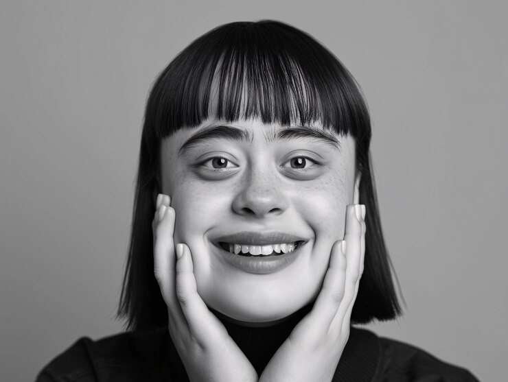 Foto grátis retrato monocromático de mulher mostrando vulnerabilidade e auto-aceitação.