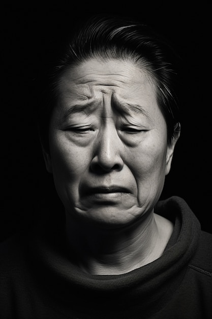 Retrato monocromático de um homem triste