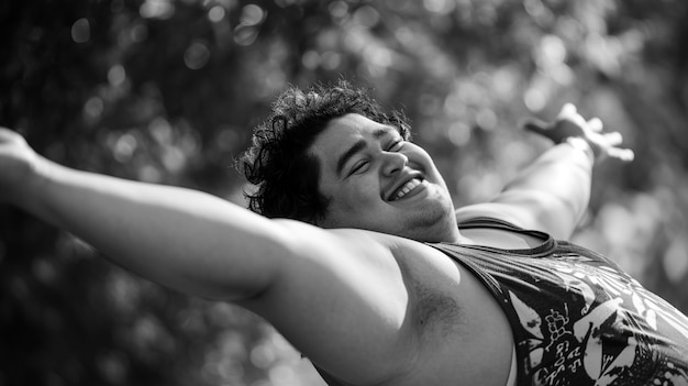 Foto grátis retrato monocromático de uma pessoa fazendo exercício do dia mundial da saúde