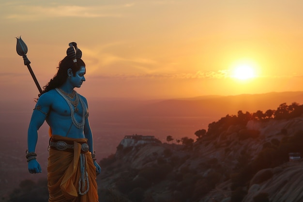 Foto grátis retrato realista de ram navami para a celebração de rama navami