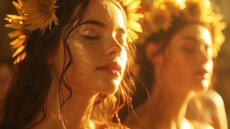 Foto grátis retrato renascentista de mulher como deusa do sol