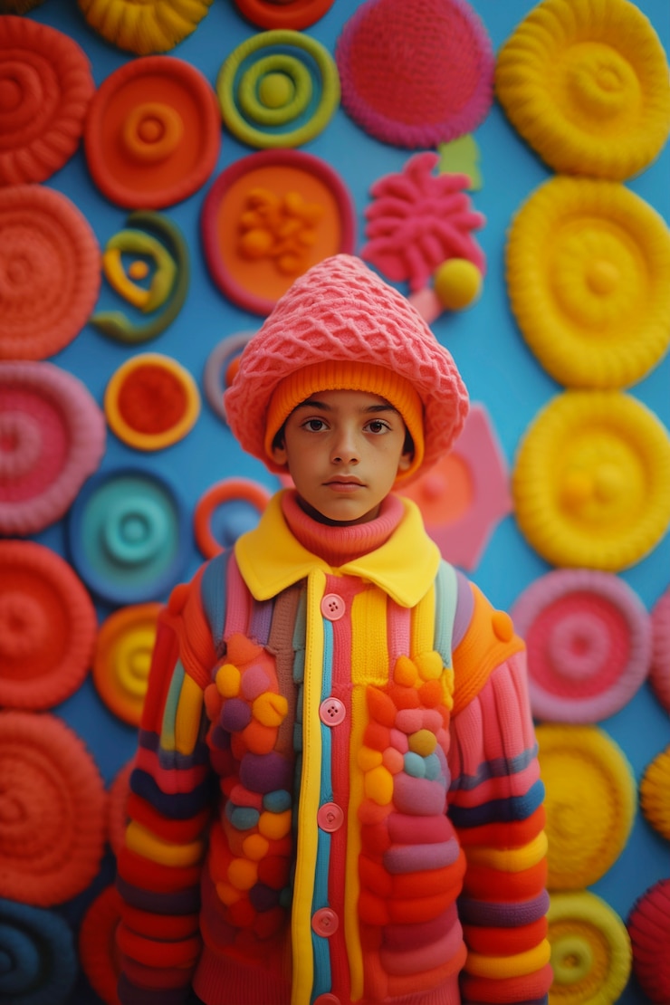 Foto grátis retrato vibrante de uma criança num ambiente brilhante