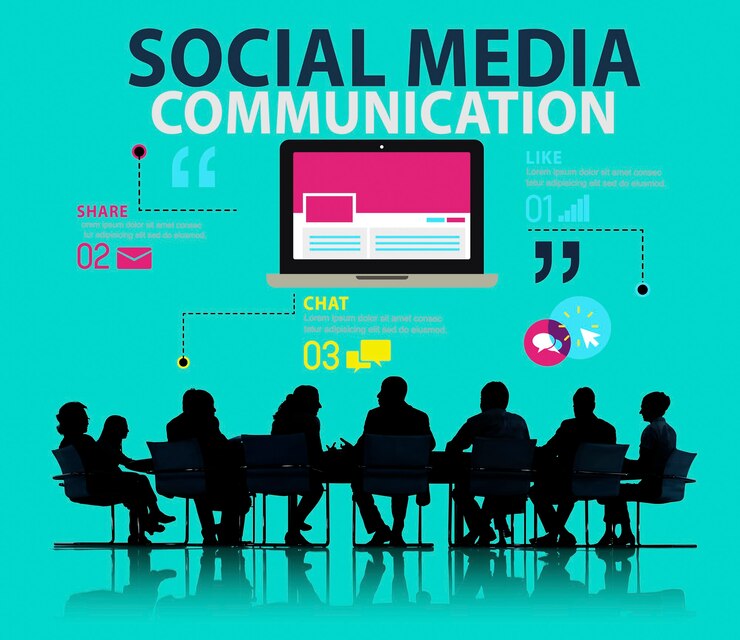 Foto grátis reunião de negócios sobre comunicação nas redes sociais
