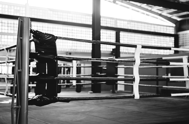 Ringue de boxe em uma academia