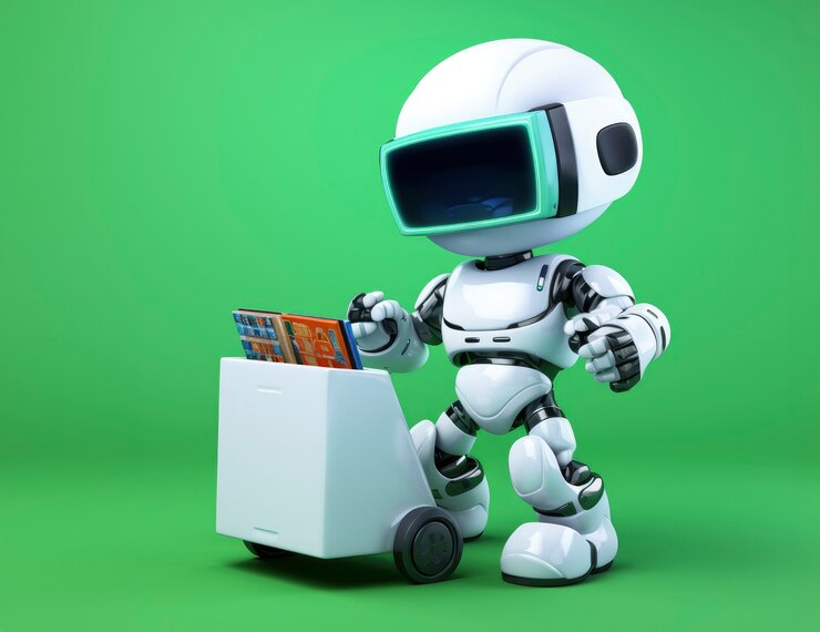 Foto grátis robô de entrega 3d em funcionamento