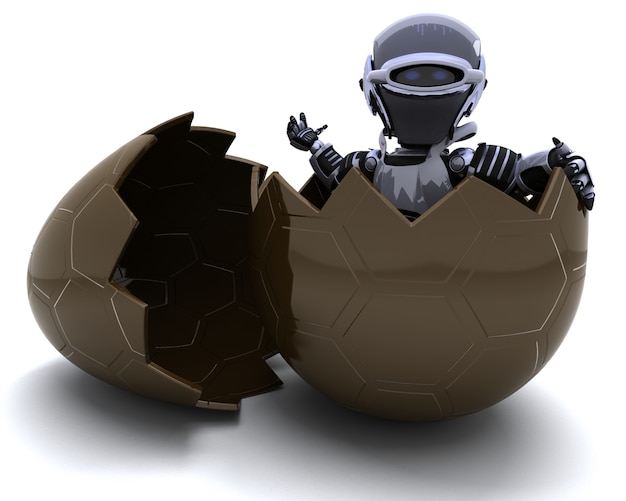 Robô em um ovo de chocolate