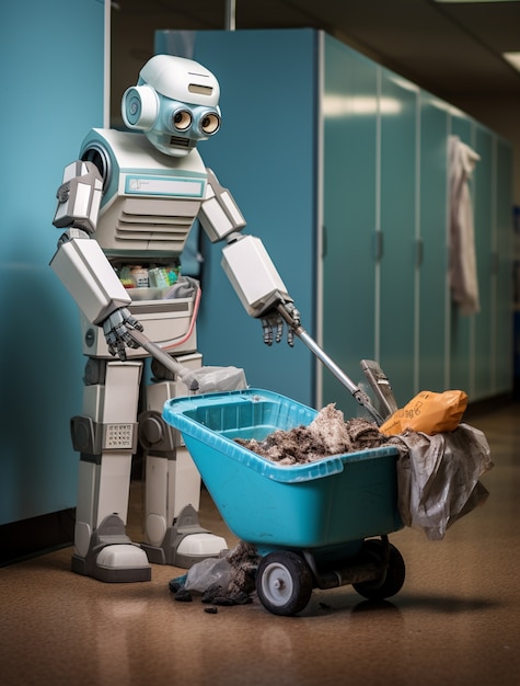 Foto grátis robô executando um trabalho humano comum