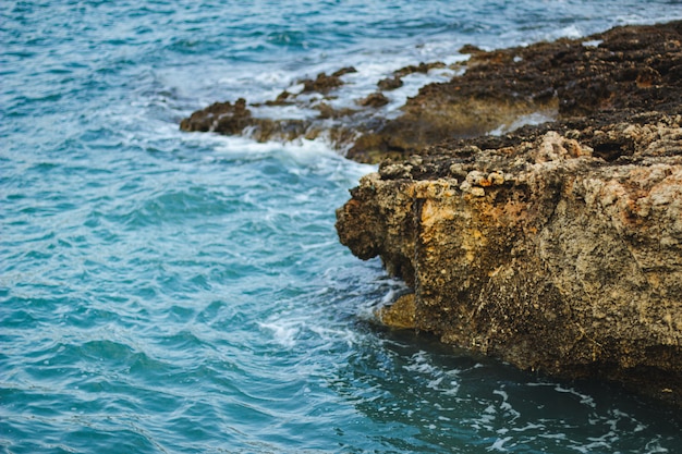 Foto grátis rochas e pedras na praia cercadas por água durante o dia