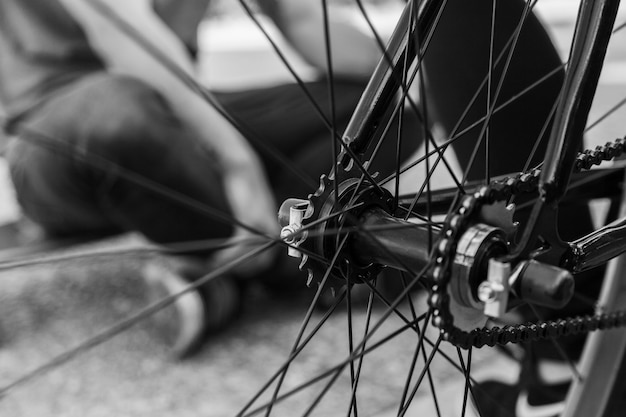 Roda de bicicleta de close-up