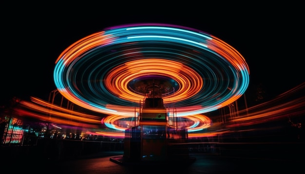 Foto grátis roda giratória acende cores vibrantes no carnaval gerado por ia