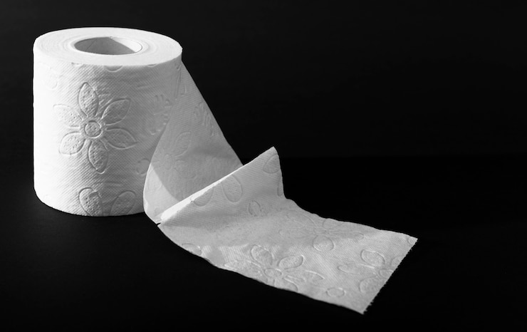 Foto grátis rolo de papel higiénico de ângulo alto