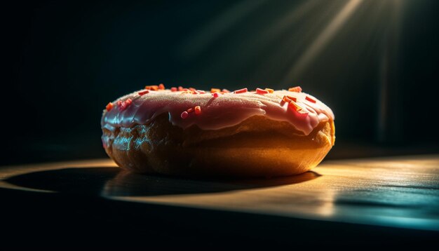 Rosquinha gourmet recém-assada com cobertura doce gerada por IA