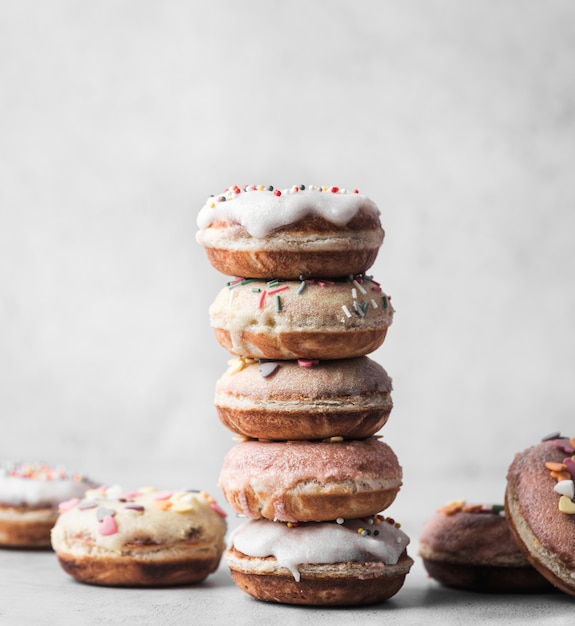 Rosquinhas de close-up com cobertura