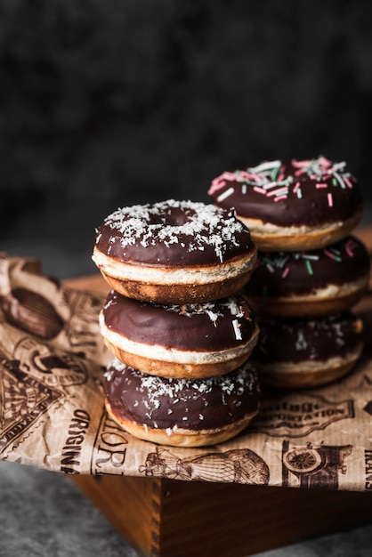 Rosquinhas de close-up com cobertura