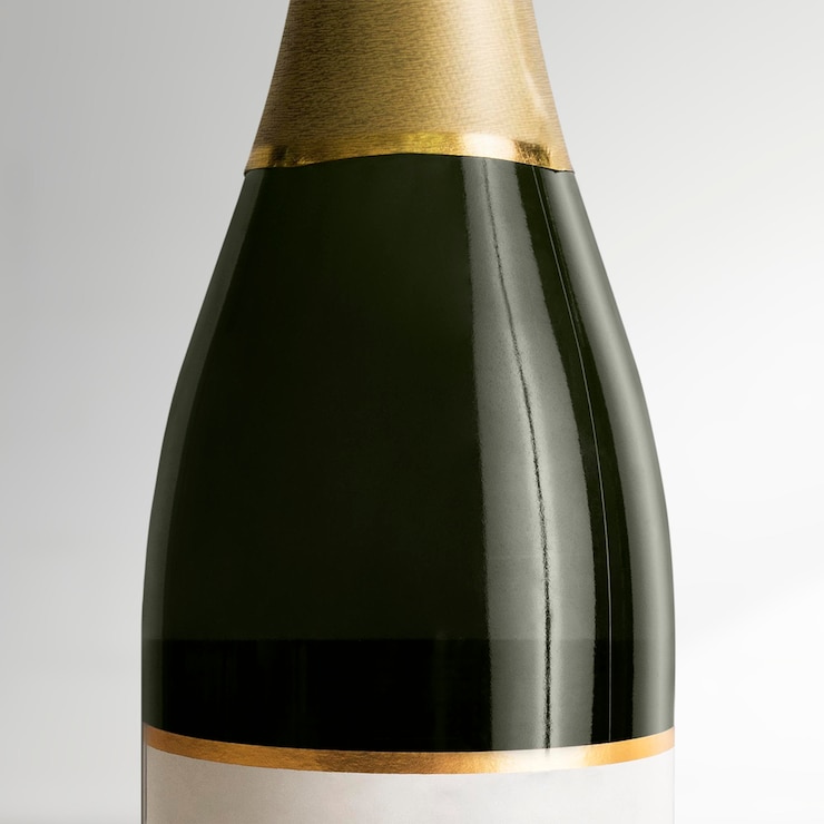 Foto grátis rótulo de garrafa de vinho dourado com espaço de design