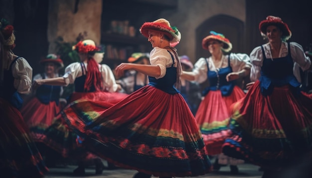 Foto grátis roupa tradicional colorida em dançarinos em festival gerado por ia