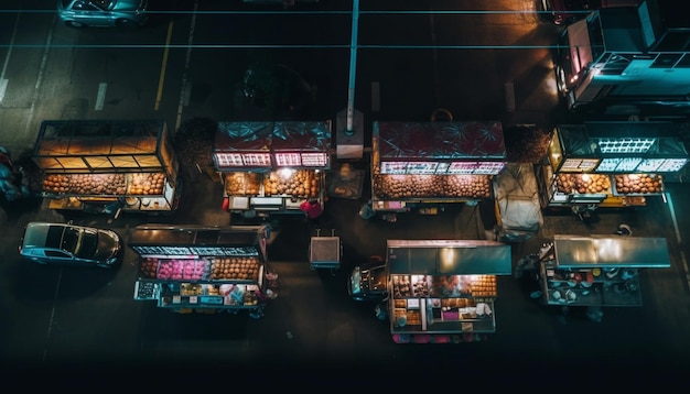 Foto grátis rua da cidade à noite lotada de carros iluminados gerados por ia