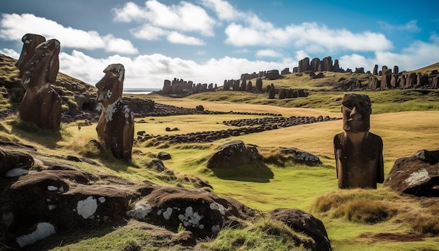 Foto grátis ruínas antigas na história da montanha e mistério gerado pela ia