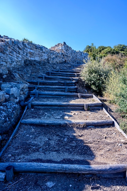 Ruínas da antiga cidade stageira em Halkidiki, Grécia