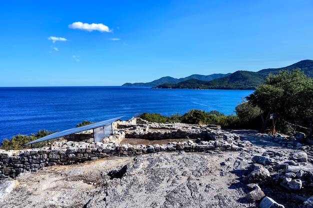 Ruínas da antiga cidade stageira em Halkidiki, Grécia