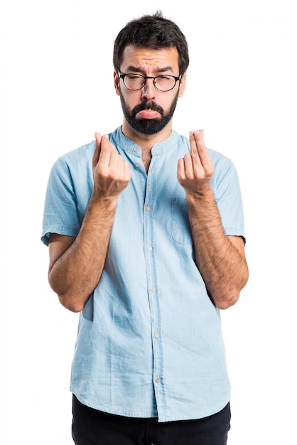 Foto grátis ruined homem bonito com óculos azuis