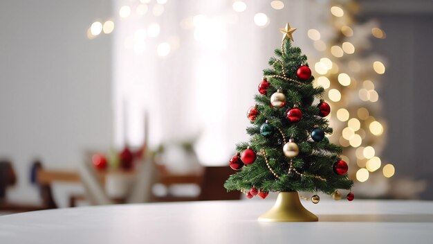 Árvore de Natal em miniatura lindamente decorada
