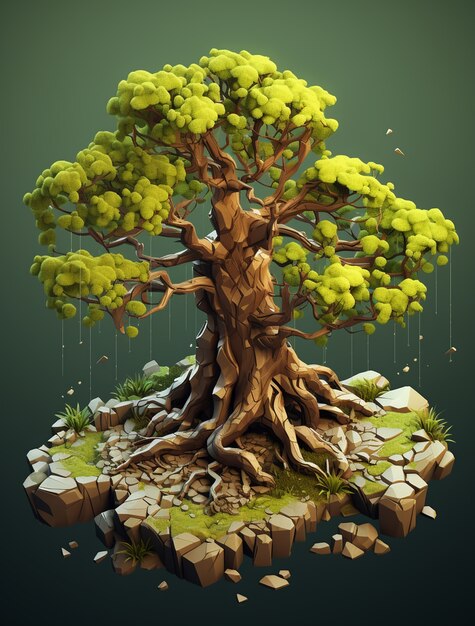 Árvore tridimensional com folhagem