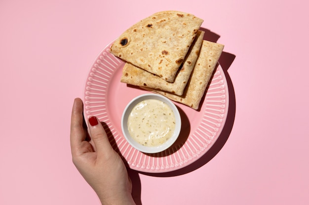 Saborosa composição indiana de roti