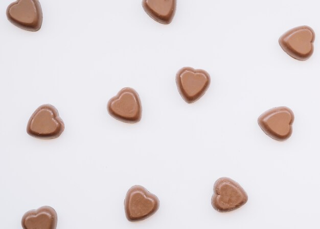 Saborosos corações de chocolate doce