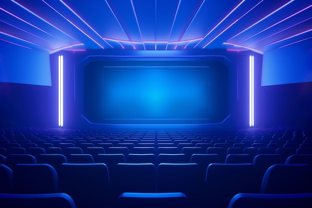 Sala de cinema 3d com assentos