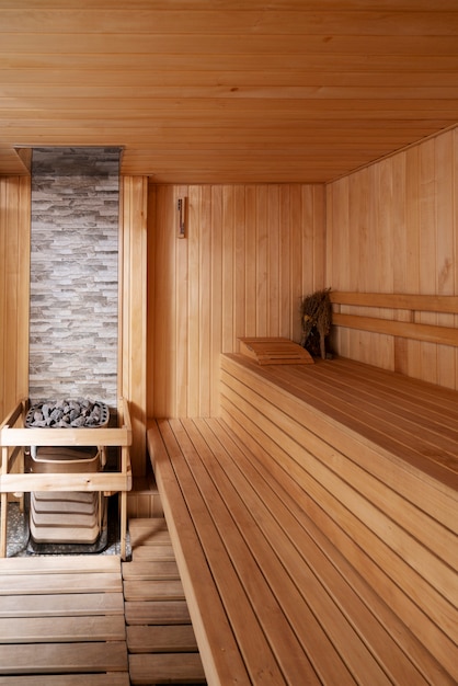 Foto grátis sala de sauna limpa e vazia