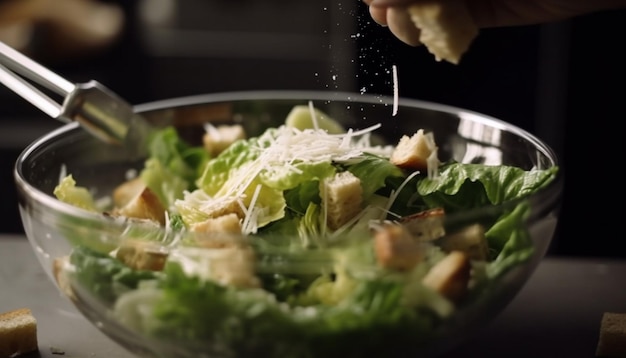 Foto grátis salada caesar fresca, um almoço gourmet saudável gerado por ia