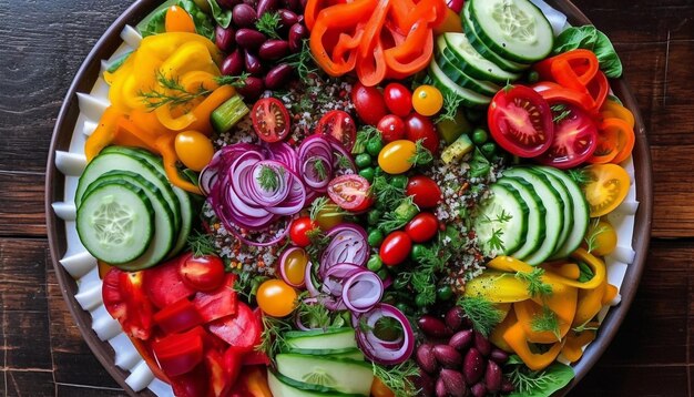 Salada de verão preparada na hora, uma variação de aperitivo saudável gerada por IA